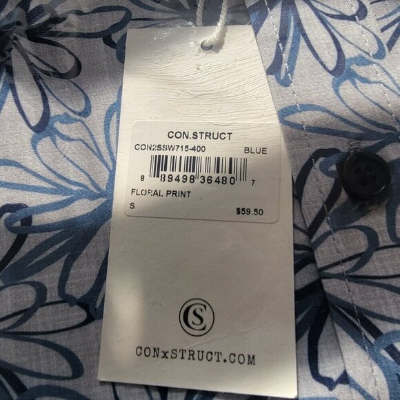 NWT Con.struct Shirt Short Sleeve Button Down Shirt - Size S, Blue Floral - Picture 4 of 9